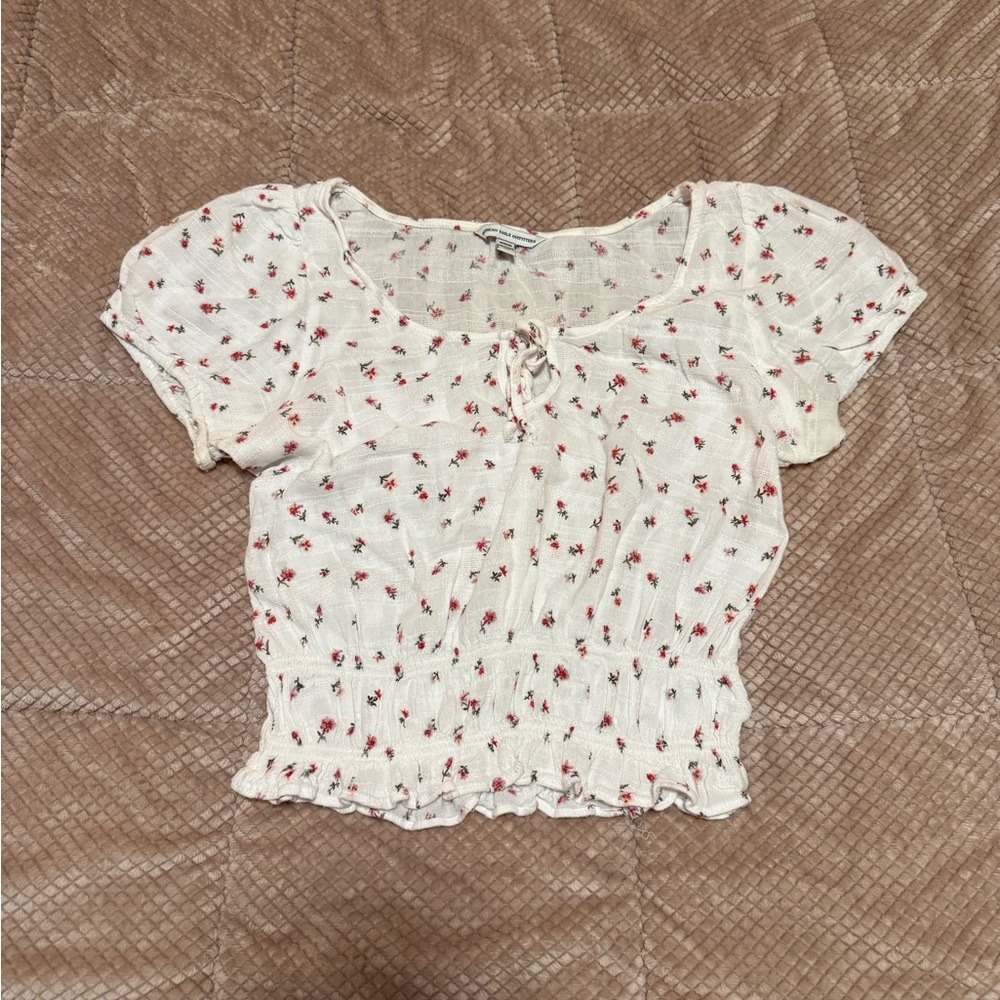 American Eagle Outfitters White Floral Blouse